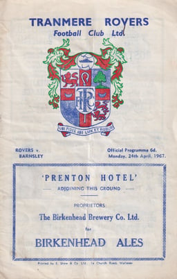 Tranmere Rovers v Barnsley Match Programme 1967-04-24